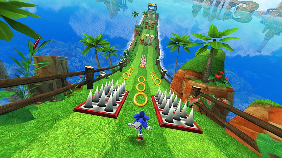 Imagen de Sonic 3d en medio de una carrera